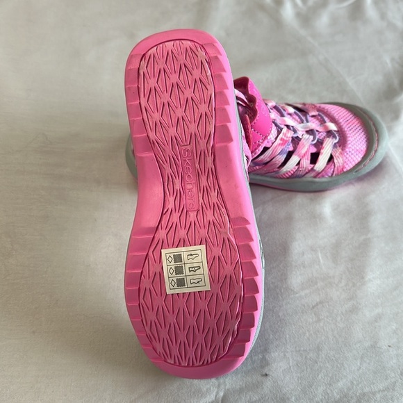 Skechers NEW  Pink and Gray Sneakers with Adjustable Strap - Picture 5 of 7
